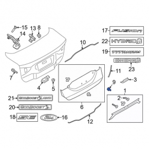 Boot lid bumper Ford Fusion mk5 13- type 2