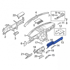 Front panel trim right Ford Mustang mk6 15- gray