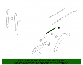Lower rear right door molding for Land Rover Range Rover 2013-2017 pre-restoration