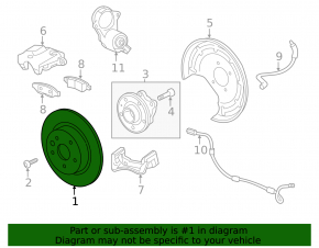 Rear left brake disc Chevrolet Malibu 16-23 290/12mm