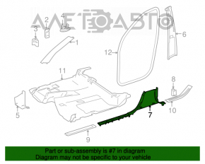 Mercedes W164 ML lower right center pillar trim, beige