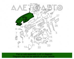 Torpedo front panel without AIRBAG Mercedes W211 black rest