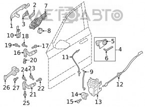 Door hinge lower front right Volvo XC40 19-25
