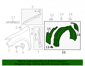 Front left fender liner Toyota Camry v50 12-14 LE/XLE