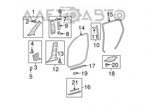 Door seal front left Toyota Highlander 08-13 beige