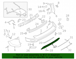 Lower rear bumper trim for Ford Escape MK3 17-19, 2-pipe, gray structure