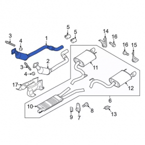 Right exhaust pipe with catalytic converter for Ford Mustang mk6 15-17 3.7