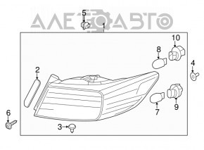 Light outer wing right Acura ILX 13-15 pre-rest, guide broken