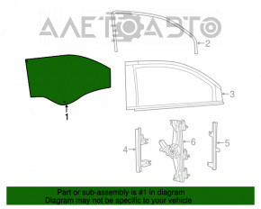 Glass door front right Fiat 500 12-19