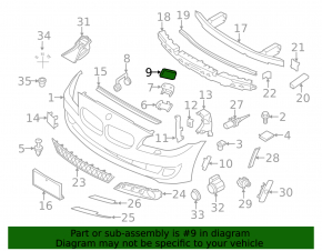 Left headlight washer cap BMW 5 GT F07 10-17 Without m package, 2014-17, h'lamp washer
