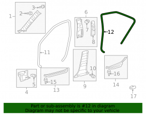 Rear left door seal for Toyota Camry v40, gray