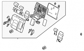 Rear seat backrest, 2nd row, right, Hyundai Tucson 19-21, black cloth, with mechanism, for cleaning, scratches