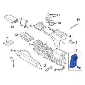 Rear center console trim Ford Bronco Sport 21-25 black for rear row air vents