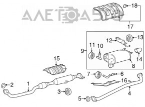Exhaust line middle part Toyota Camry v50 12-14 2.5 with receiving pipe, rusty
