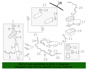 Volvo XC90 16-26 receiver-to-receiver air suspension tube