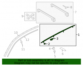 Left longitudinal roof rail for Audi Q8 19-25 black