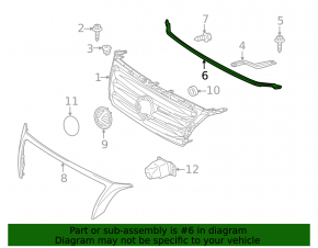 Radiator grille seal for Lexus GX460 10-13 pre-restyling