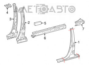 Body pillar central right Lexus RX350 RX450h 10-15 white