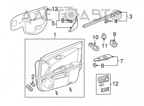 Front right door panel for Toyota Avalon 2005-2007, gray