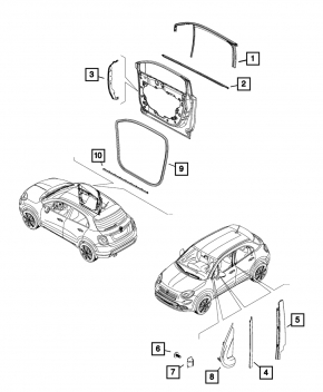 Front right door seal Fiat 500X 16- lower