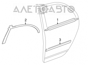 Door-glass molding, central rear left, Toyota Corolla e12 02-06 5d 4d