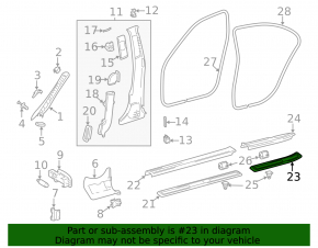 External metal threshold trim rear right Mercedes W211