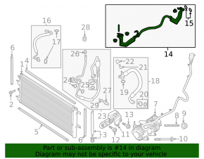 Air conditioner tube condenser-heater second Ford Edge 19-23 2.0T