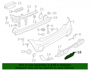 Right rear bumper grille for Mini Cooper 15-21 JCW pkg, for parking sensors
