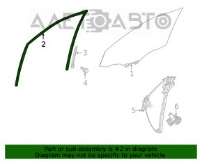 Glass seal front right Toyota Highlander 20-