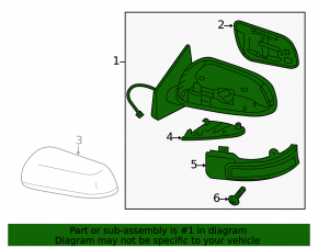 Right side mirror assembly Mitsubishi Lancer 10-15 without cover