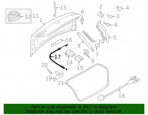 VW CC 09-17 trunk lid lock cable