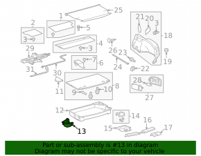 Left trunk box for Toyota Prius 30 10-15