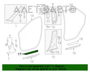 Lexus RX350 RX450h 16-22 black outer front left door sill plate