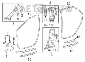 Lexus RX350 RX450h 16-22 black outer front left door sill plate