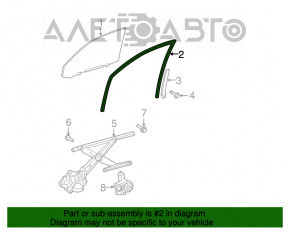 Glass seal front right Toyota Highlander 08-13