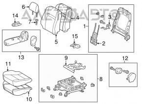 Passenger seat for Toyota Camry V55 15-17 USA without airbag, gray velour