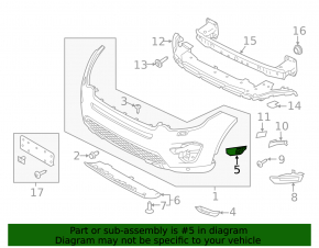 Front bumper grille left Land Rover Discovery Sport 17-19 lower part