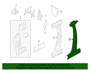 Left center pillar for VW Jetta 11-18 USA