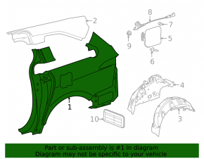 Quarter wing rear left Toyota Sienna 21-24
