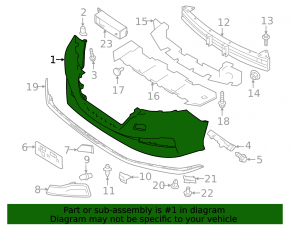 Bare front bumper Nissan Leaf 18- S, SV under 40 kWh
