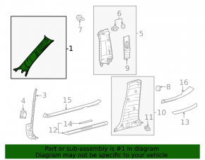 Upper left front pillar trim for Lexus IS 14-16 black