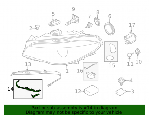Left headlight mount BMW 5 F10 11-13 halogen