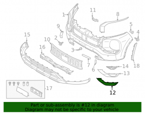 Front bumper molding, chrome, lower left, Mitsubishi Outlander 22-25, chrome, without fog lights