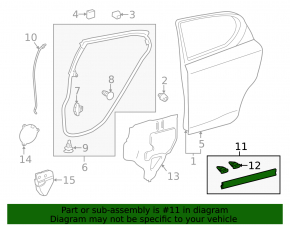 Rear left lower door seal Lexus CT200h 11-17