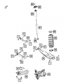 Lower control arm under spring rear left Chrysler 200 15-17