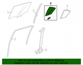 Door glass triangle rear left Honda Accord 14-15 hybrid