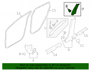 Center pillar trim upper belt right Nissan Rogue Sport 17-21 gray