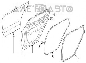 Rear left door assembly for Hyundai Santa FE 19-23 with curtain, tinted, red Y2E