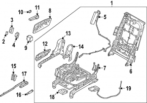 Rear seat runners, 2nd row, right, Hyundai Santa Fe 24-26, without frame