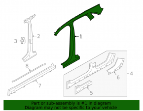 Left center pillar for Porsche Cayenne 19-26